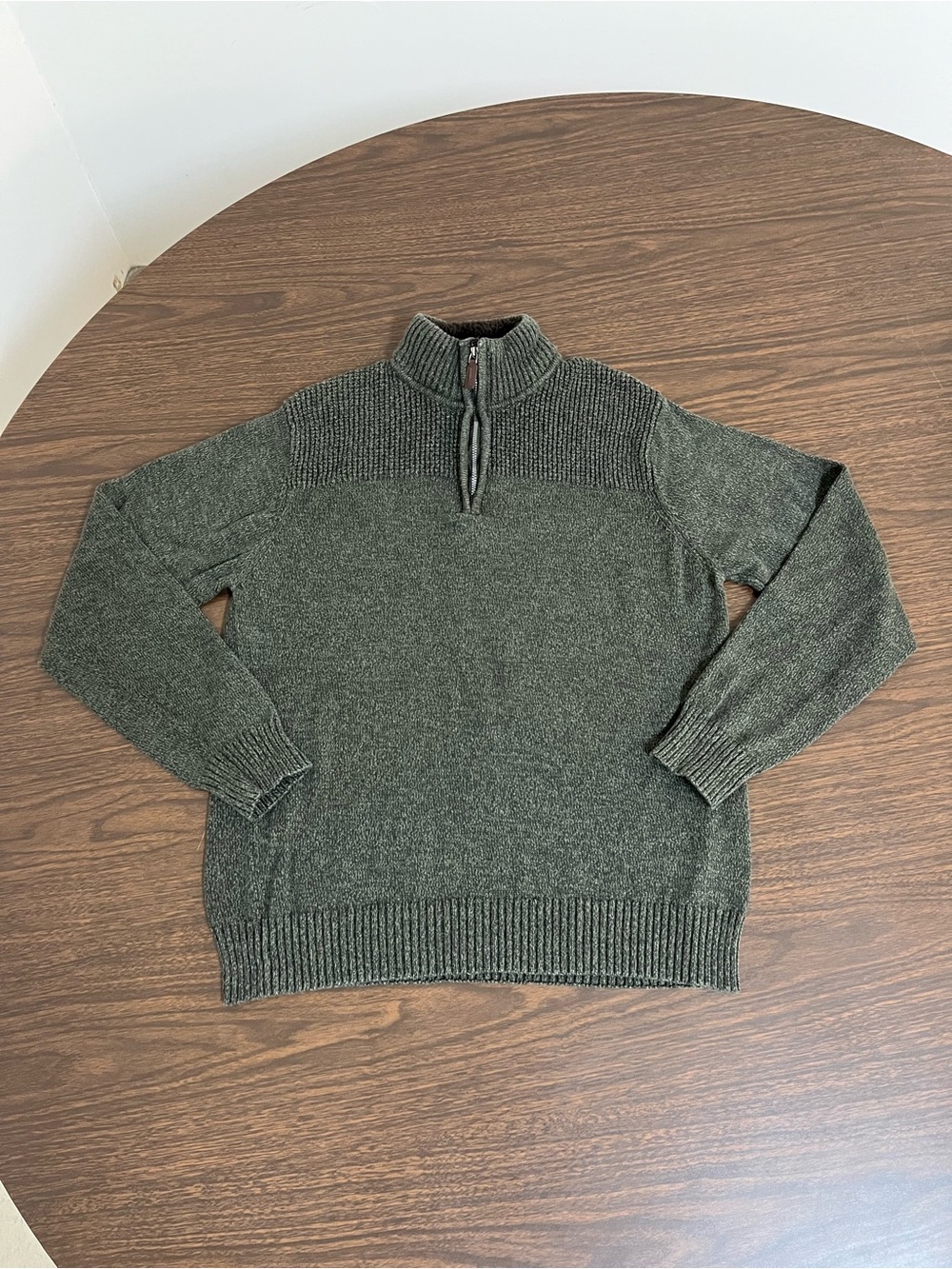 Coleman Men's M Quarter Zip Sweater Sherpa Lined Collar Olive Heather Green